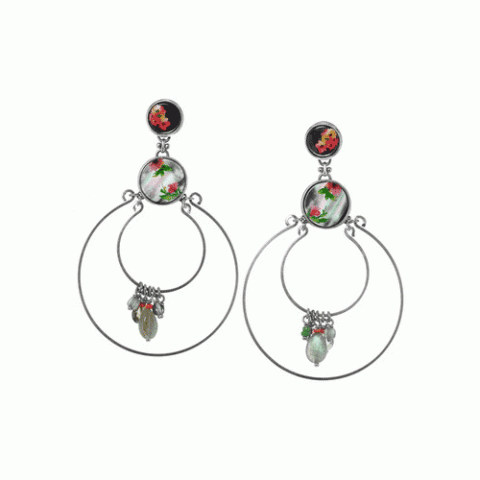 Серьги из ракушки Black Lip и кристаллов Сваровски FLORA 12--61729