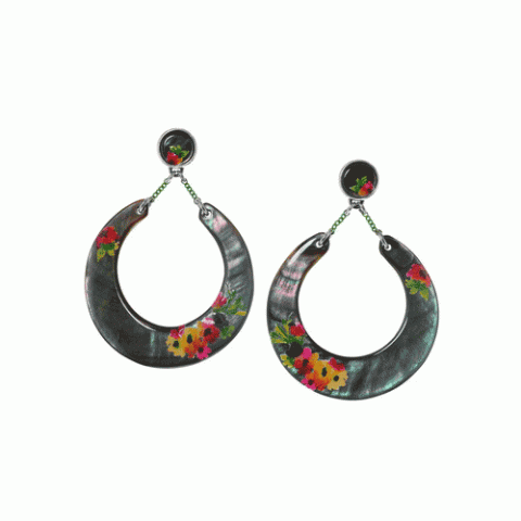 Серьги из ракушки Black Lip и кристаллов Сваровски FLORA 12--61730