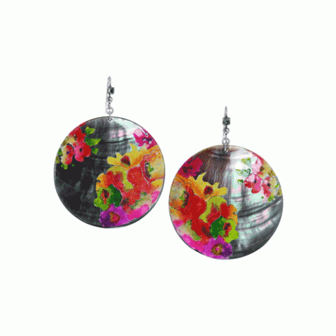 Серьги из ракушки Black Lip и кристаллов Сваровски FLORA 12--61734