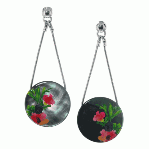 Серьги из ракушки Black Lip и кристаллов Сваровски FLORA 12--61735
