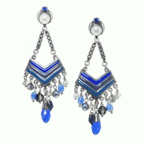 Серьги из агата, авантюрина, жемчуга и иолита LOREEN 12--61744