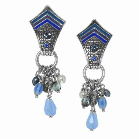 Серьги из агата, авантюрина, жемчуга и иолита LOREEN 12--61747
