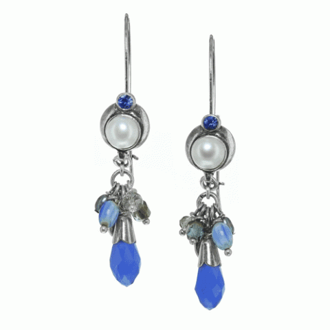 Серьги из агата, авантюрина, жемчуга и иолита LOREEN 12--61750