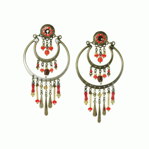 Серьги из бамбукового коралла, ракушки, сибукао и Сваровски MALINKA 12--61820