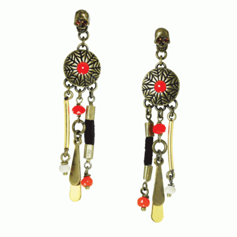Серьги из бамбукового коралла, ракушки, сибукао и Сваровски MALINKA 12--61824