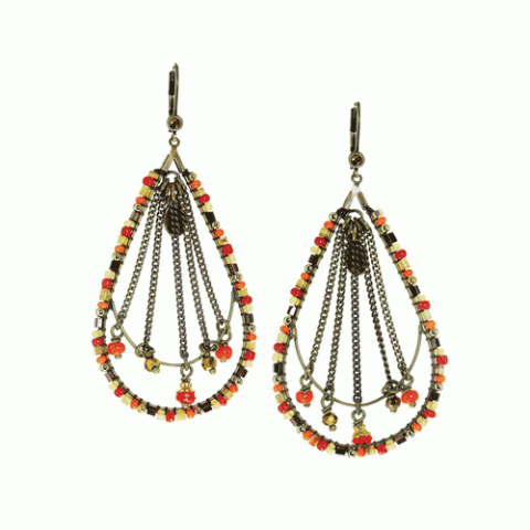 Серьги из бамбукового коралла, ракушки, сибукао и Сваровски MALINKA 12--61826
