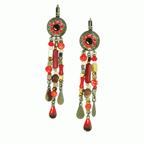 Серьги из бамбукового коралла, ракушки, сибукао и Сваровски MALINKA 12--61830