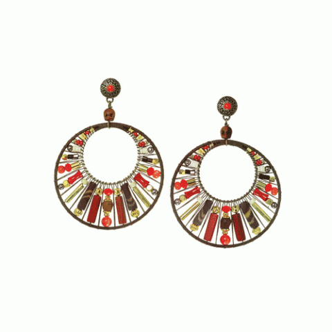 Серьги из бамбукового коралла, ракушки, сибукао и Сваровски MALINKA 12--61832