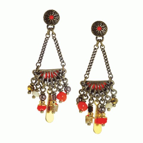 Серьги из бамбукового коралла, ракушки, сибукао и Сваровски MALINKA 12--61833