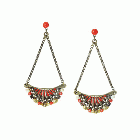 Серьги из бамбукового коралла, ракушки, сибукао и Сваровски MALINKA 12--61835