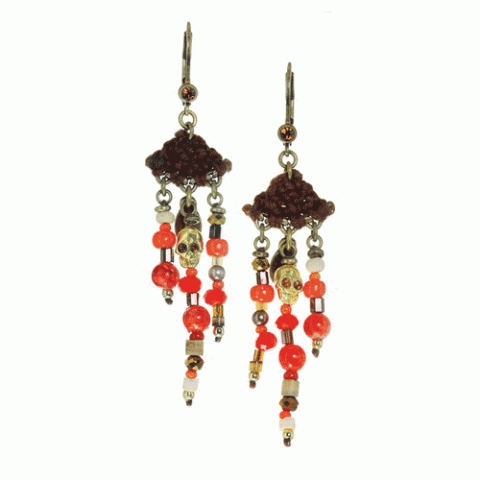 Серьги из бамбукового коралла, ракушки, сибукао и Сваровски MALINKA 12--61836