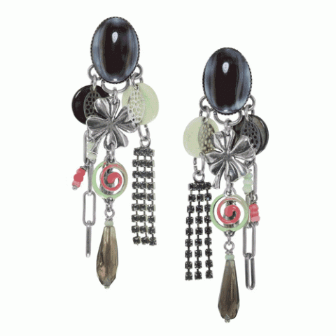 Серьги из жемчуга, лабрадорита, коралла и кварца CALISTA 12--61840