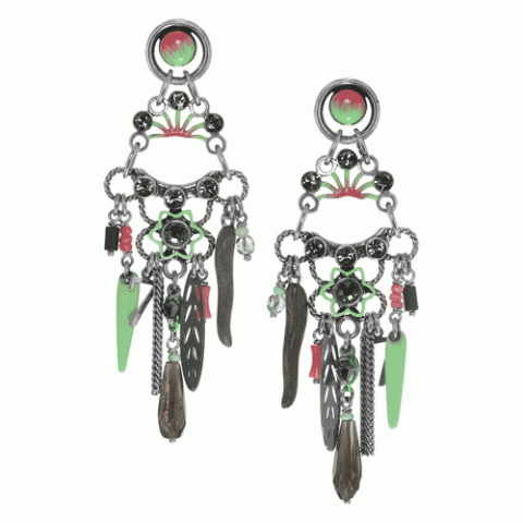 Серьги из жемчуга, лабрадорита, коралла и кварца CALISTA 12--61844