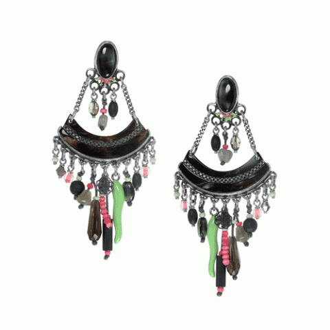 Серьги из жемчуга, лабрадорита, коралла и кварца CALISTA 12--61847