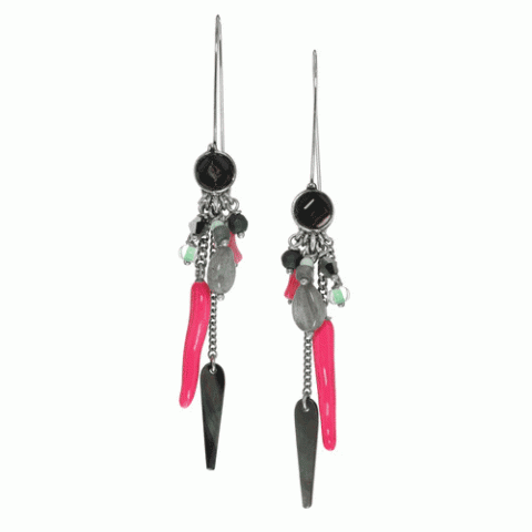 Серьги из жемчуга, лабрадорита, коралла и кварца CALISTA 12--61852