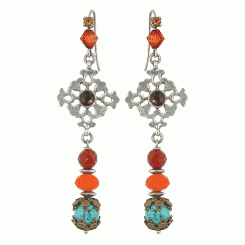 Серьги из агата, нефрита, бирюзы и пирита ARIZONA 12--M1845