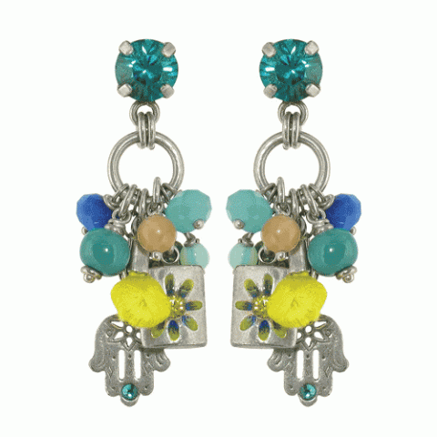 Серьги из кальцита, лунного камня, нефрита и кости буйвола AZUR 12--M1865