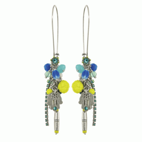 Серьги из кальцита, лунного камня, нефрита и кости буйвола AZUR 12--M1871