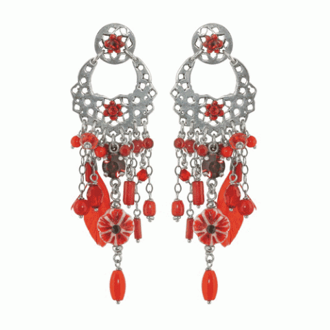 Серьги из коралла, рога буйвола и нефрита MALAGA 12--M1928