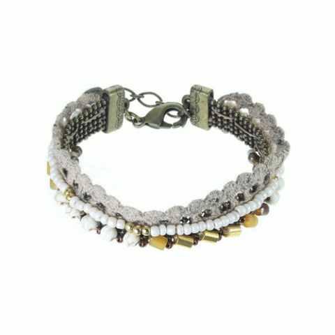 Браслет из говлита, рога Зебу, кварца и кристаллов Сваровски FAUSTINE 13--61083