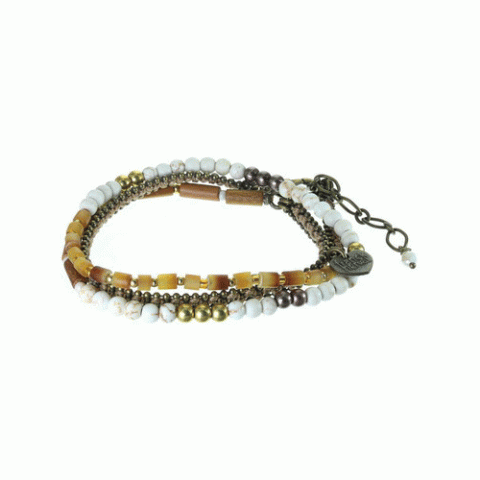 Браслет из говлита, рога Зебу, кварца и кристаллов Сваровски FAUSTINE 13--61084