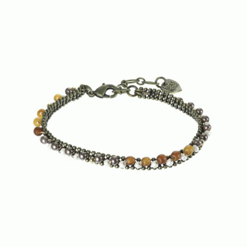 Браслет из говлита, рога Зебу, кварца и кристаллов Сваровски FAUSTINE 13--61085