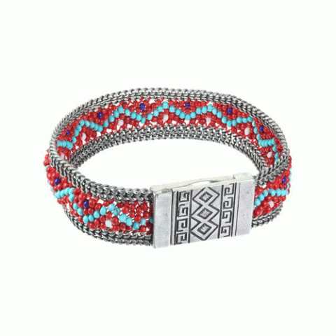 Браслет из коралла, ляписа лазури, лавы и Сваровски KANDA 13--61122