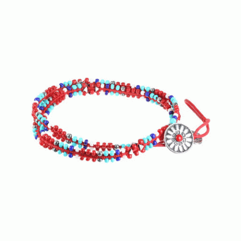 Браслет из коралла, ляписа лазури, лавы и Сваровски KANDA 13--61126