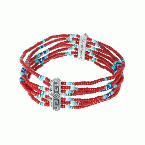 Браслет из коралла, ляписа лазури, лавы и Сваровски KANDA 13--61128