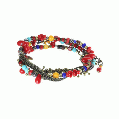 Браслет из граната, коралла, гематита и ракушки ECUADOR 13--61151