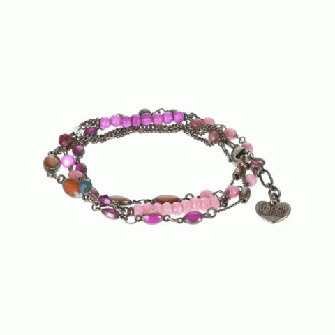 Браслет из коралла, тигрового глаза, нефрита и кожи змеи THALIA 13--61175