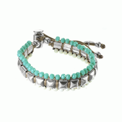 Браслет из амазонита, яшмы, кокоса и Сваровски SEZANE 13--61200