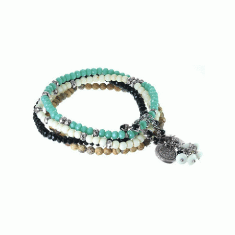 Браслет из амазонита, яшмы, кокоса и Сваровски SEZANE 13--61205