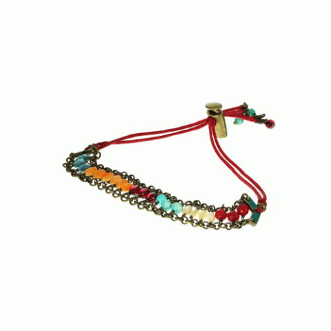 Браслет из коралла, нефрита, перламутра и кристаллов Swarovski JENNY 13--61214