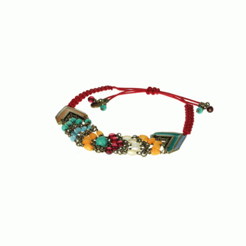 Браслет из коралла, нефрита, перламутра и кристаллов Swarovski JENNY 13--61215