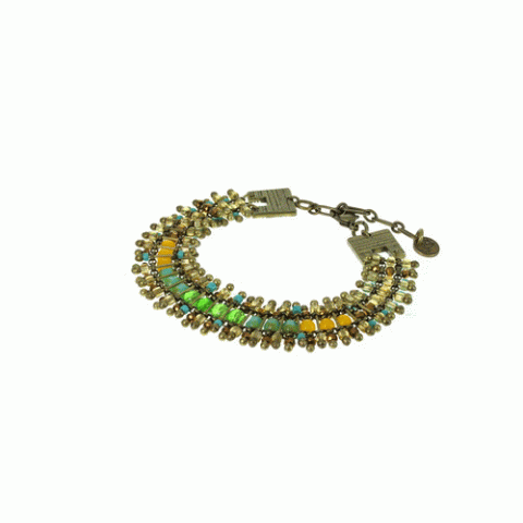 Браслет из бусин, рога, семян Тагуа и кристаллов Swarovski ANOUK 13--61233