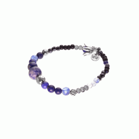 Браслет из агата, гематита, лазурита, содалита и Swarovski LOU 13--62292