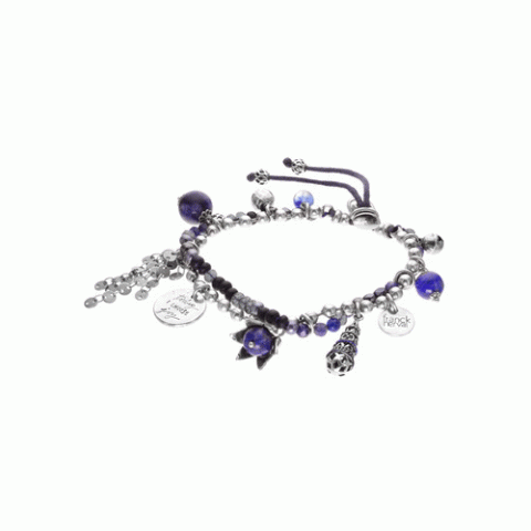 Браслет из агата, гематита, лазурита, содалита и Swarovski LOU 13--62294