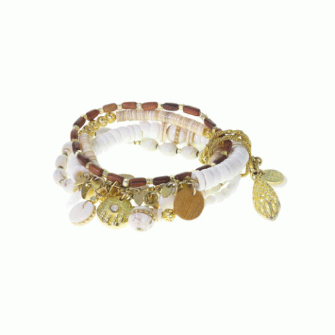 Браслет из яшмы, дерева Байонг, моллюсков и Swarovski ALICIA 13-62514