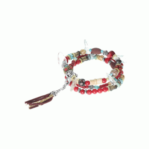 Браслет из амазонита, глины, коралла, жемчуга, яшмы и бирюзы LOUVE 13-62531