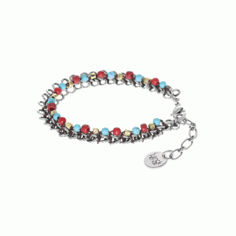 Браслет из амазонита, глины, коралла, жемчуга, яшмы и бирюзы LOUVE 13-62532