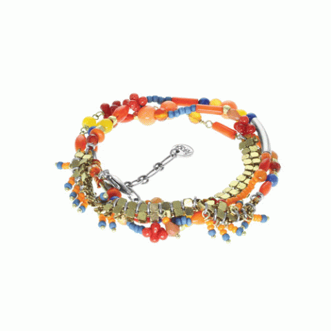 Браслет из агата, коралла, перламутра и ляписа лазури ORLANE 13-62580