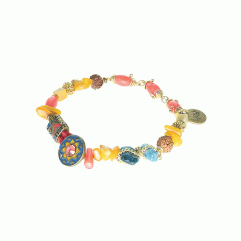 Браслет из янтаря, коралла, яшмы, кианита и Swarovski JASMINE 13-62596