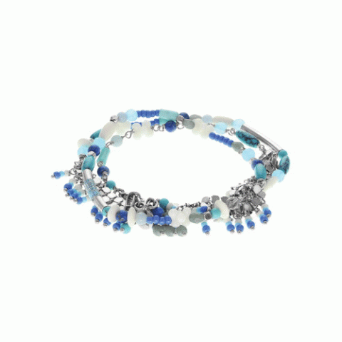 Браслет из ляписа лазури, коралла, ангелита и Семян Бури OCEANE 13-62630