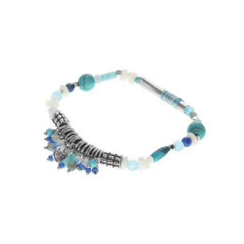 Браслет из ляписа лазури, коралла, ангелита и Семян Бури OCEANE 13-62631