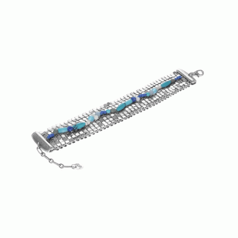 Браслет из ляписа лазури, коралла, ангелита и Семян Бури OCEANE 13-62635