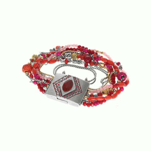Браслет из агата, коралла, кокоса, дерева Сибукао и Swarovski ZELINE 13-62663
