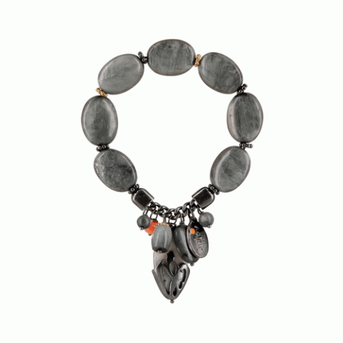 Браслет из окрашенного нефрита ANTHRACITE grape stretch bracelet