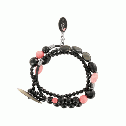 Браслет из агата, коралла и черного перламутра Mer Noire bracelet 3T 