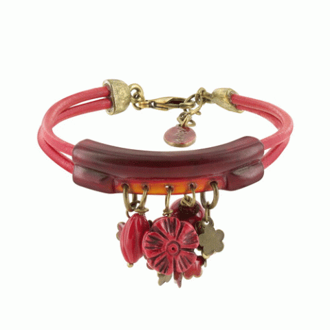 Браслет из коралла и полированного рога Garance bracelet w